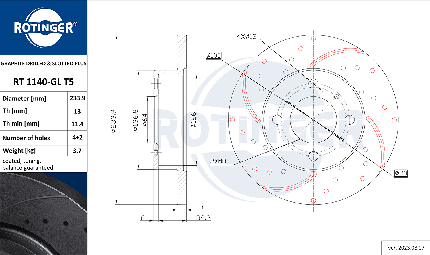 ROTINGER Féktárcsa, mind RT1140-GLT5_ROT